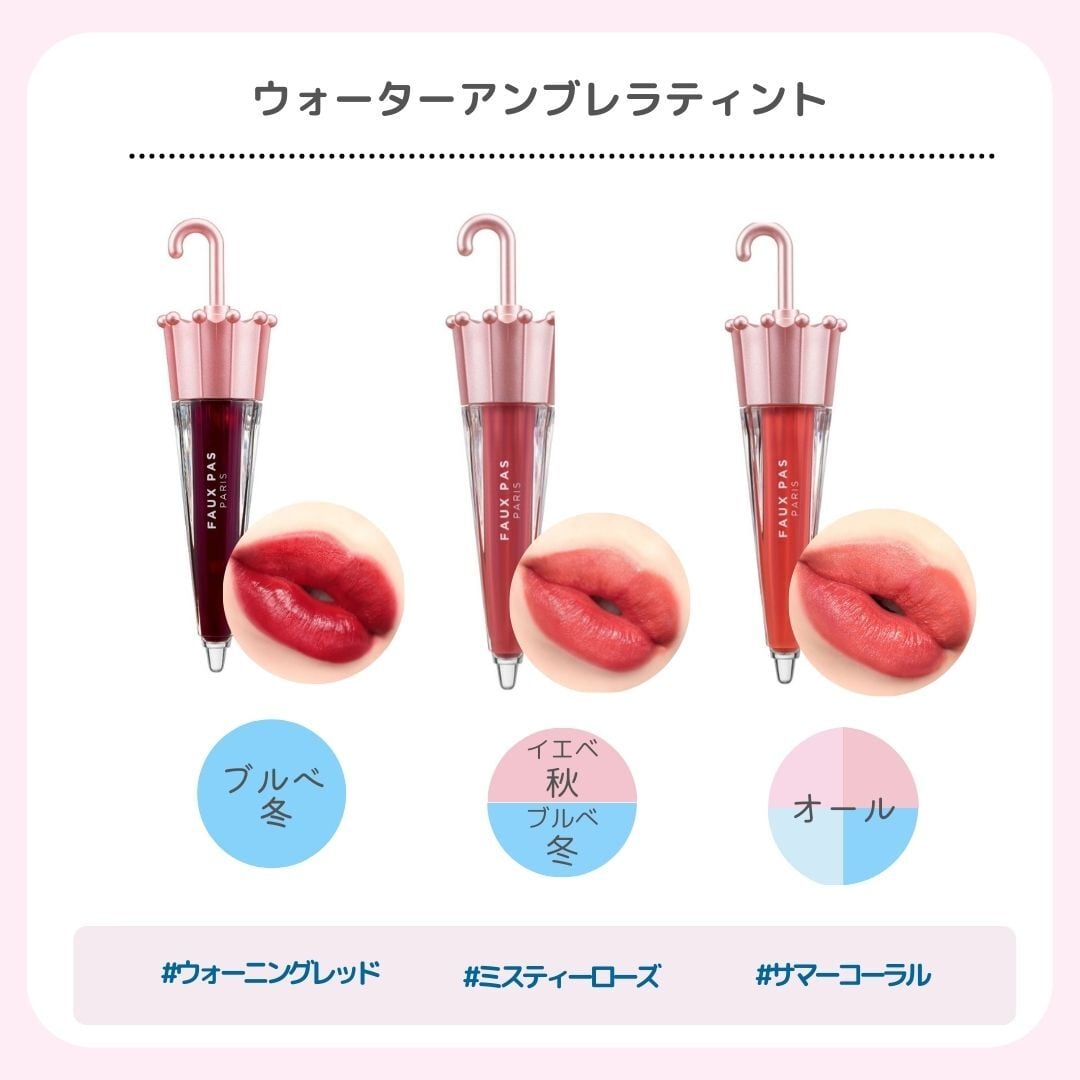 【FAUX PAS PARIS】ウォーターアンブレラティント リップ #ウォーニングレッド